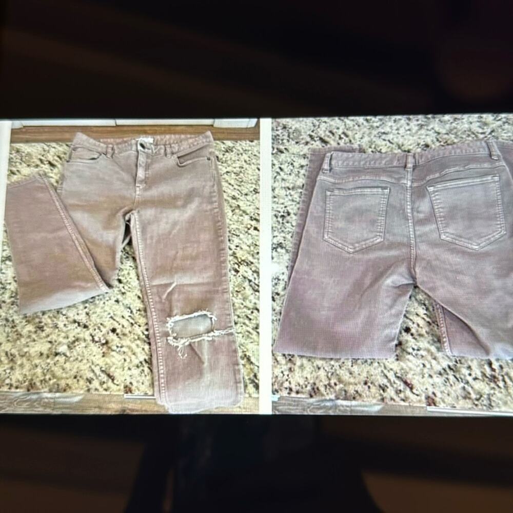 Free People Distressed Taupe Jeans